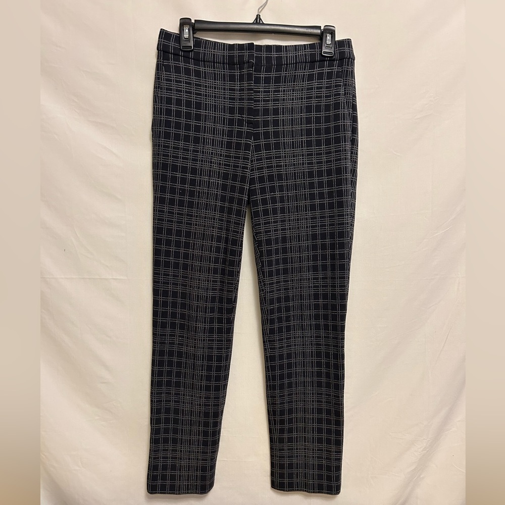Theory Women's Testra Structured Knit Pattern Pant in Black Plaid Size 2
